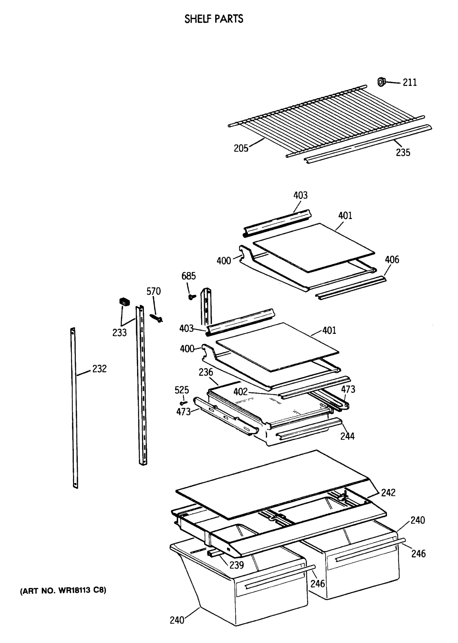 Reflector Glass Shelf