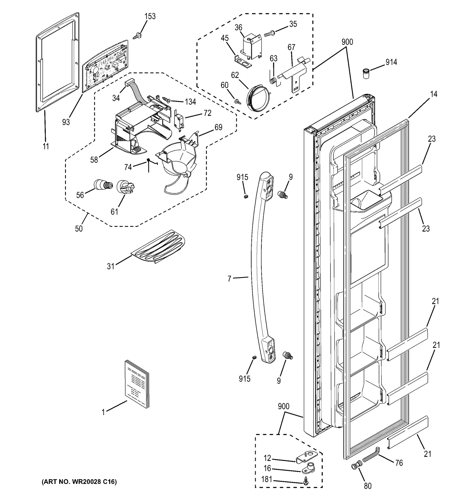 Door Foam Assembly 20/22"