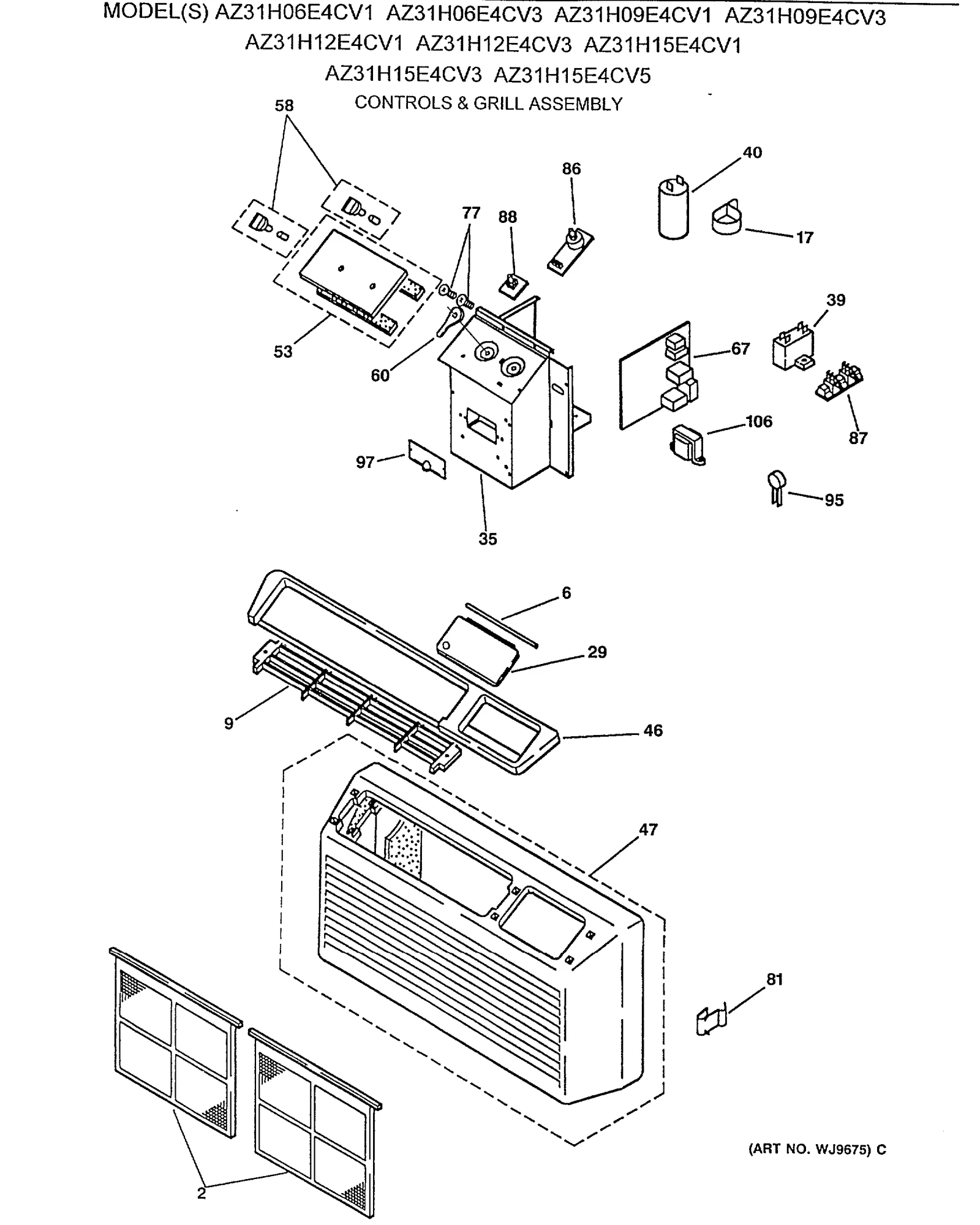 CONTROLS & GRILL ASSEMBLY