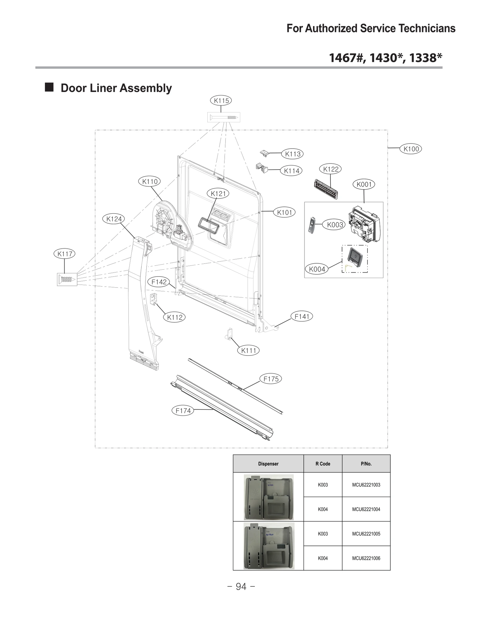 Dispenser,Parts Assembly,Svc