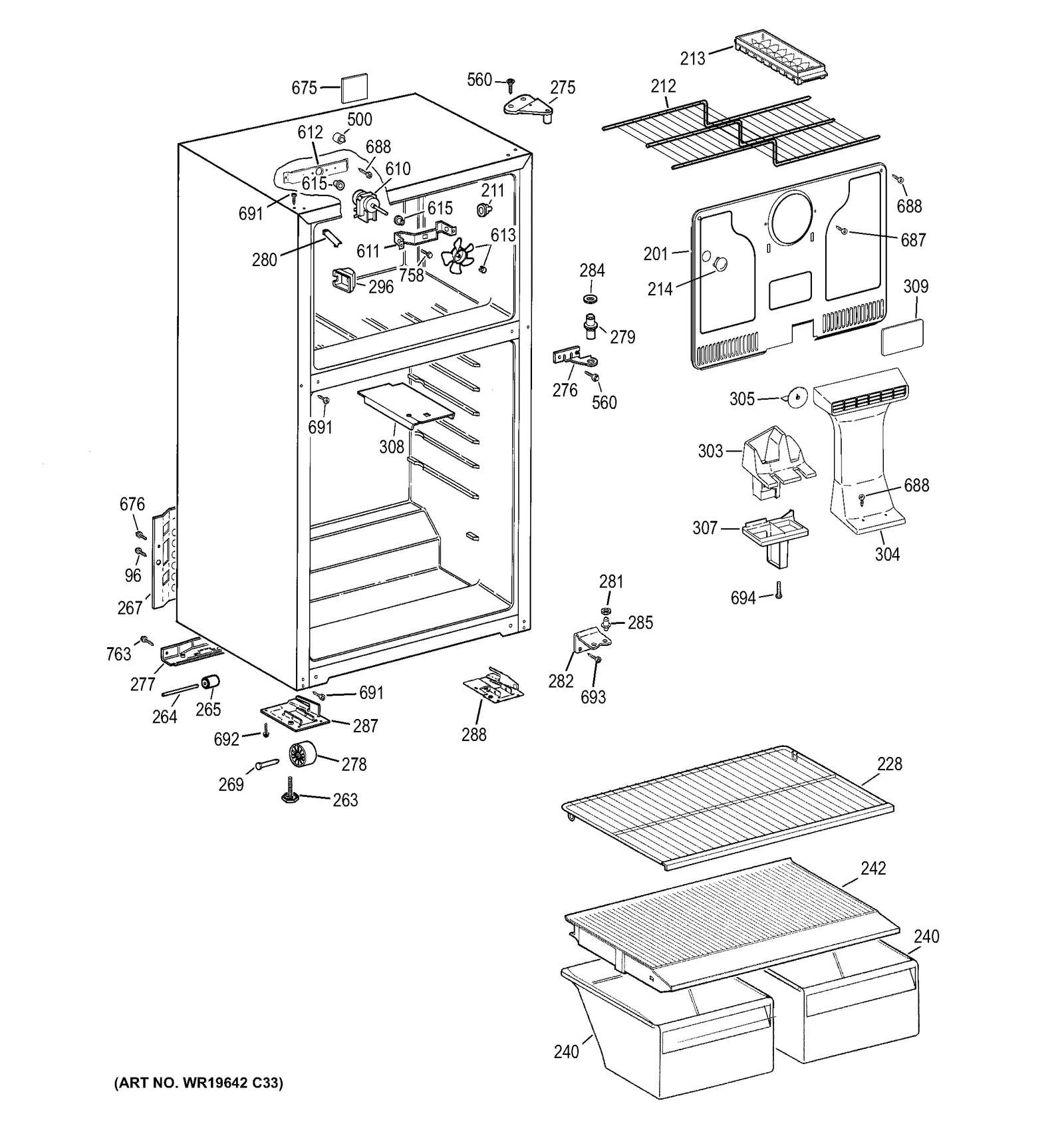Center Hinge and Pin Assembly