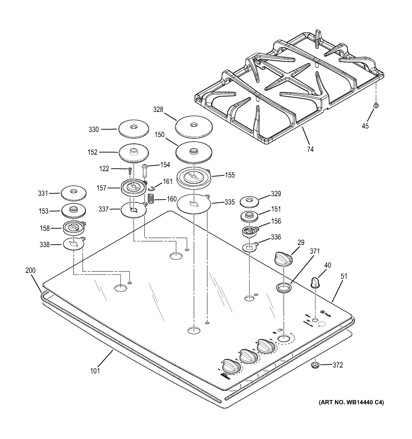 Glass Maintop with Trim Assembly