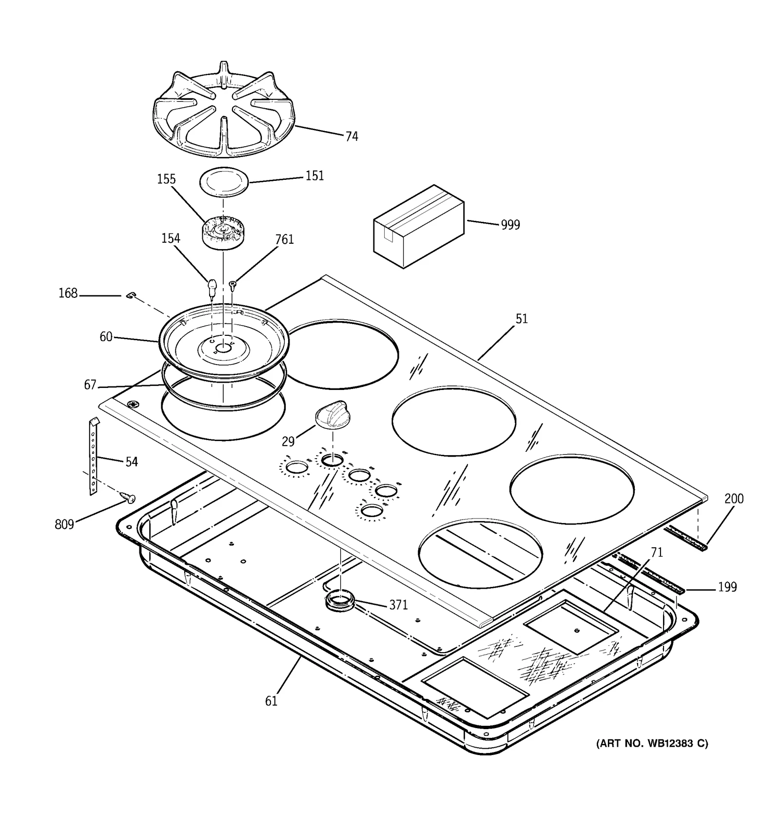 Glass Maintop with Trim Assembly