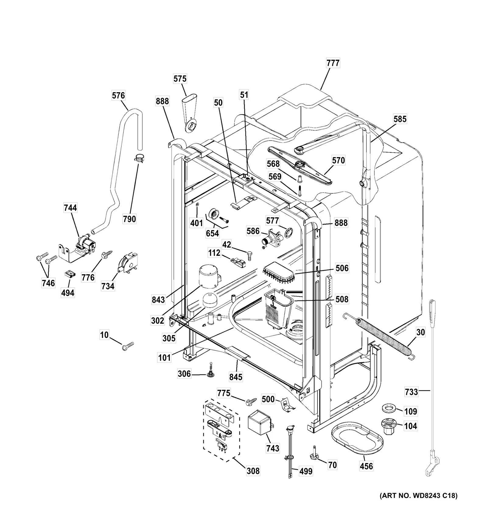 Tub Roller and Stud Assembly