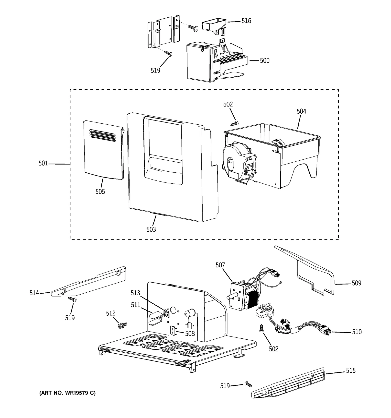 Ice Bucket Assembly with Front