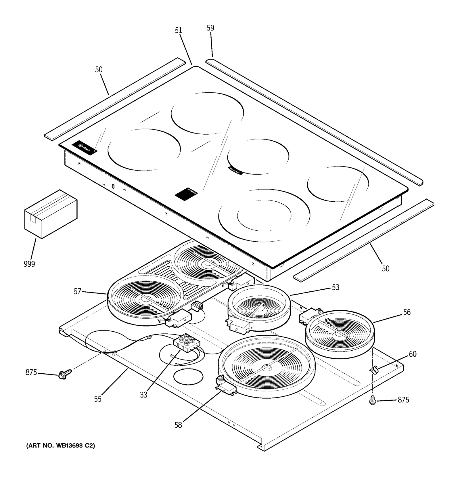 Glass Maintop Assembly (White)