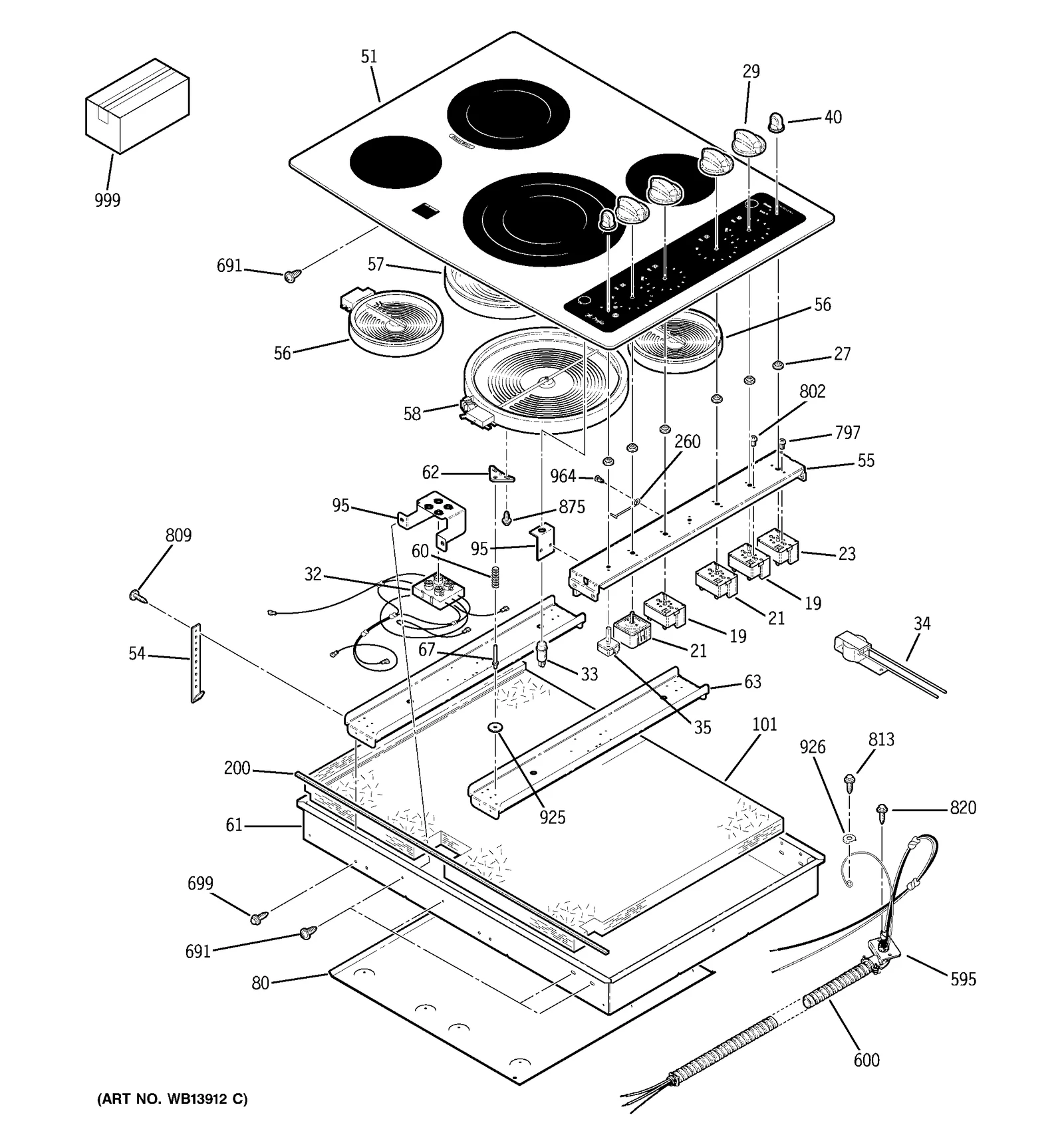 White Glass Maintop Assembly
