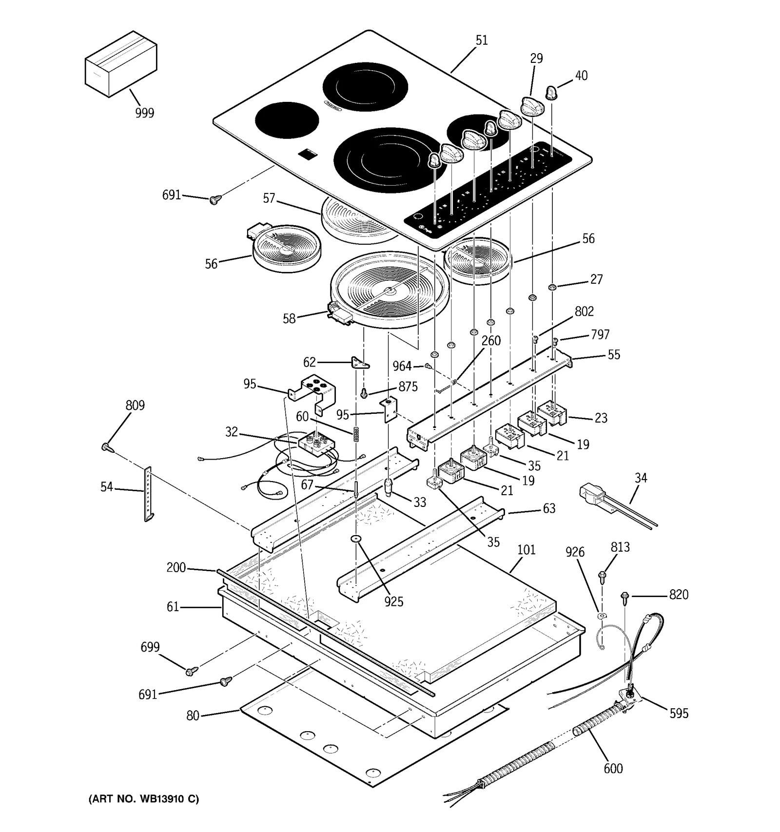 White Glass Maintop Assembly
