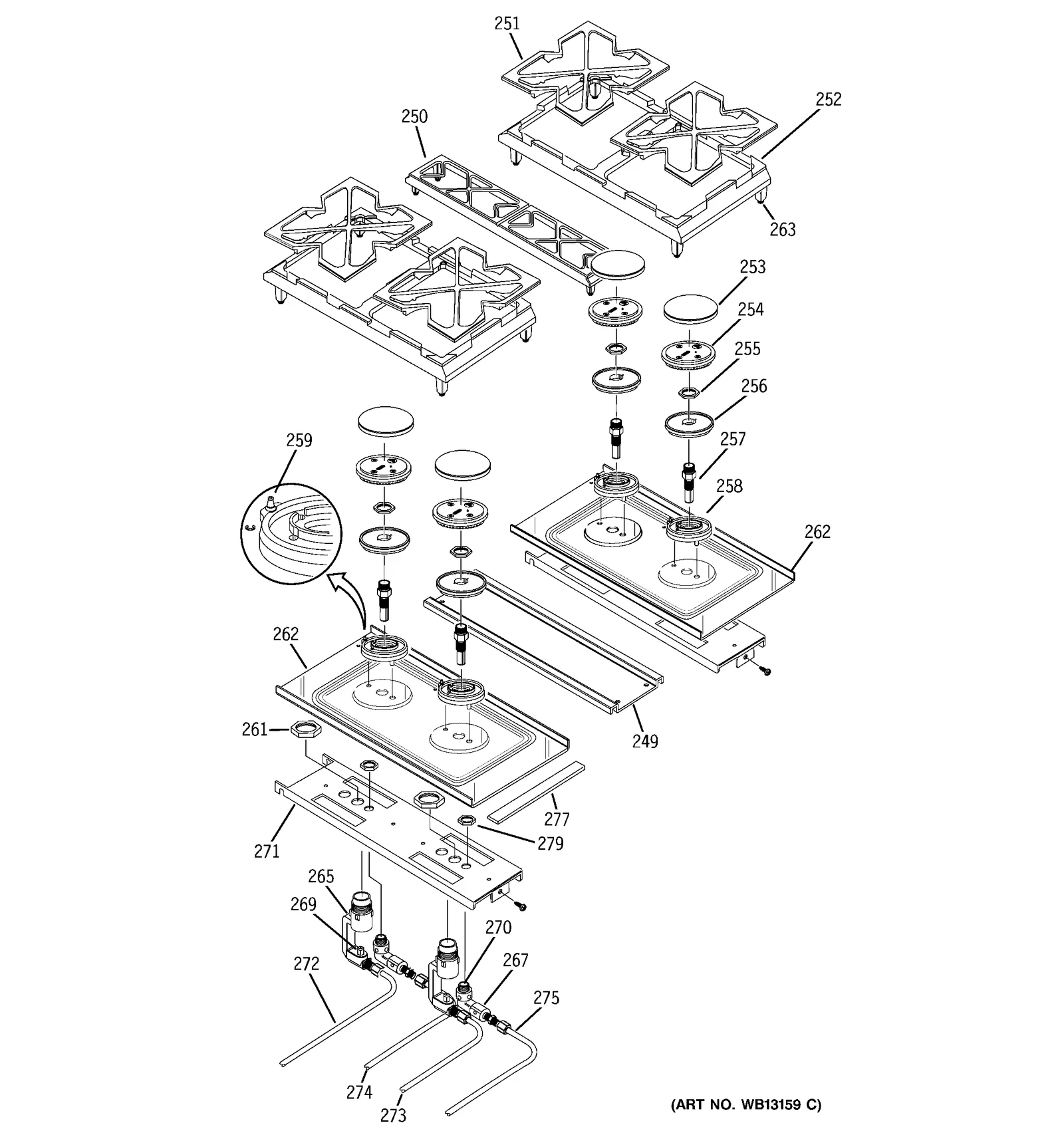 Double Burner Pan Center