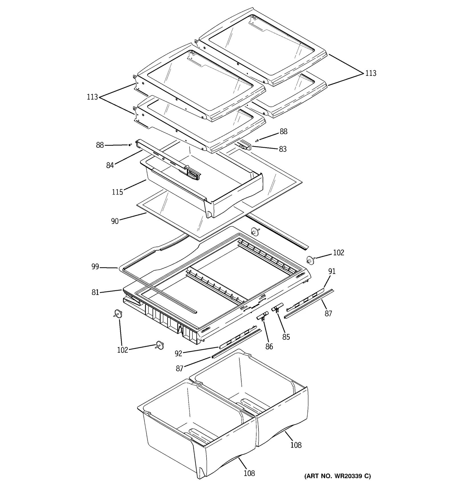 Fixed Shelf and Can Assembly