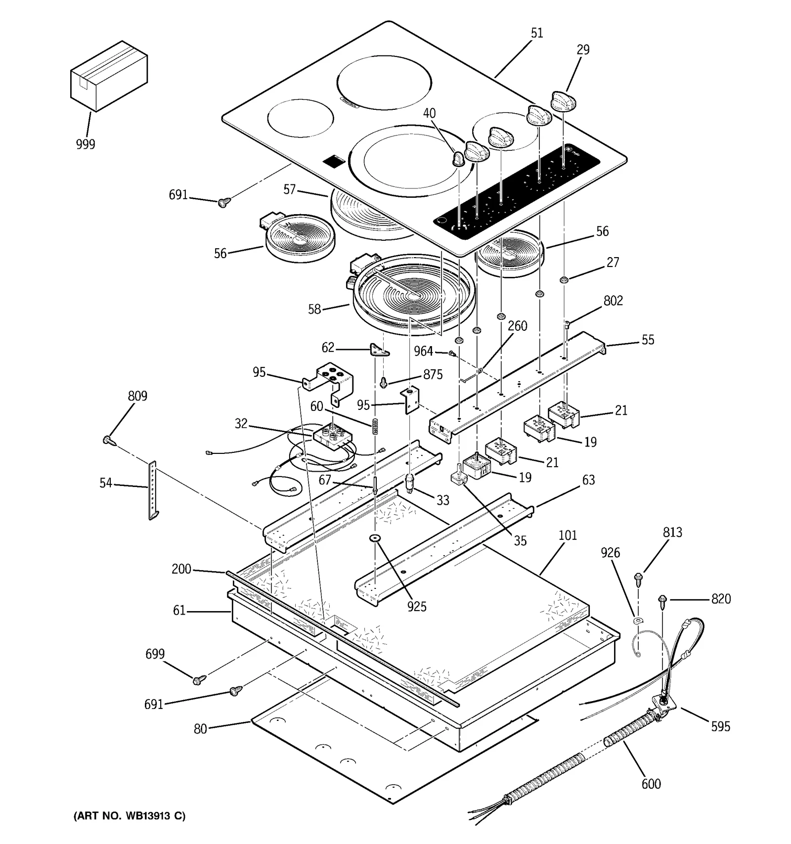 White Glass Maintop Assembly