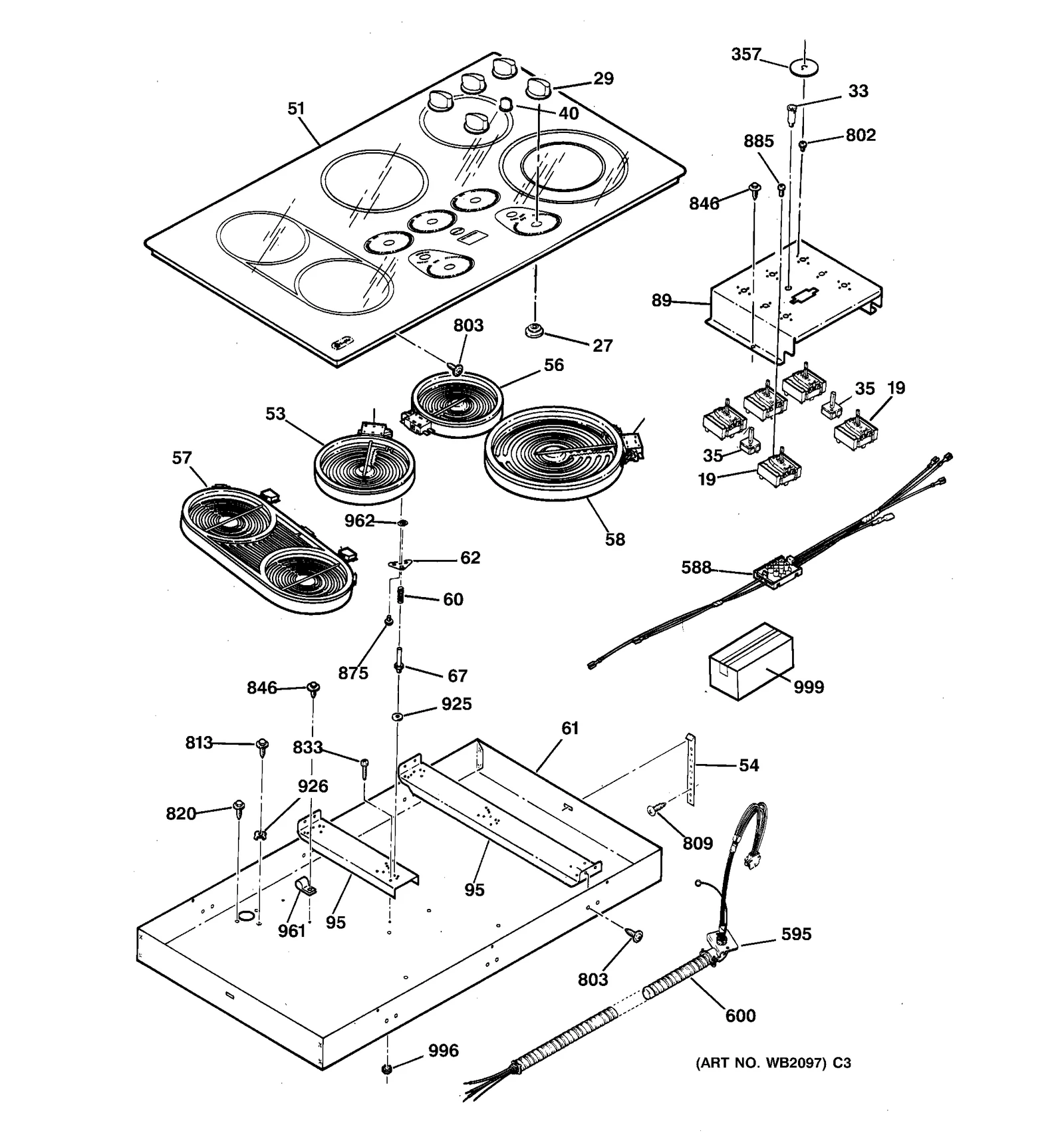 Glass Maintop Assembly (Bisque)