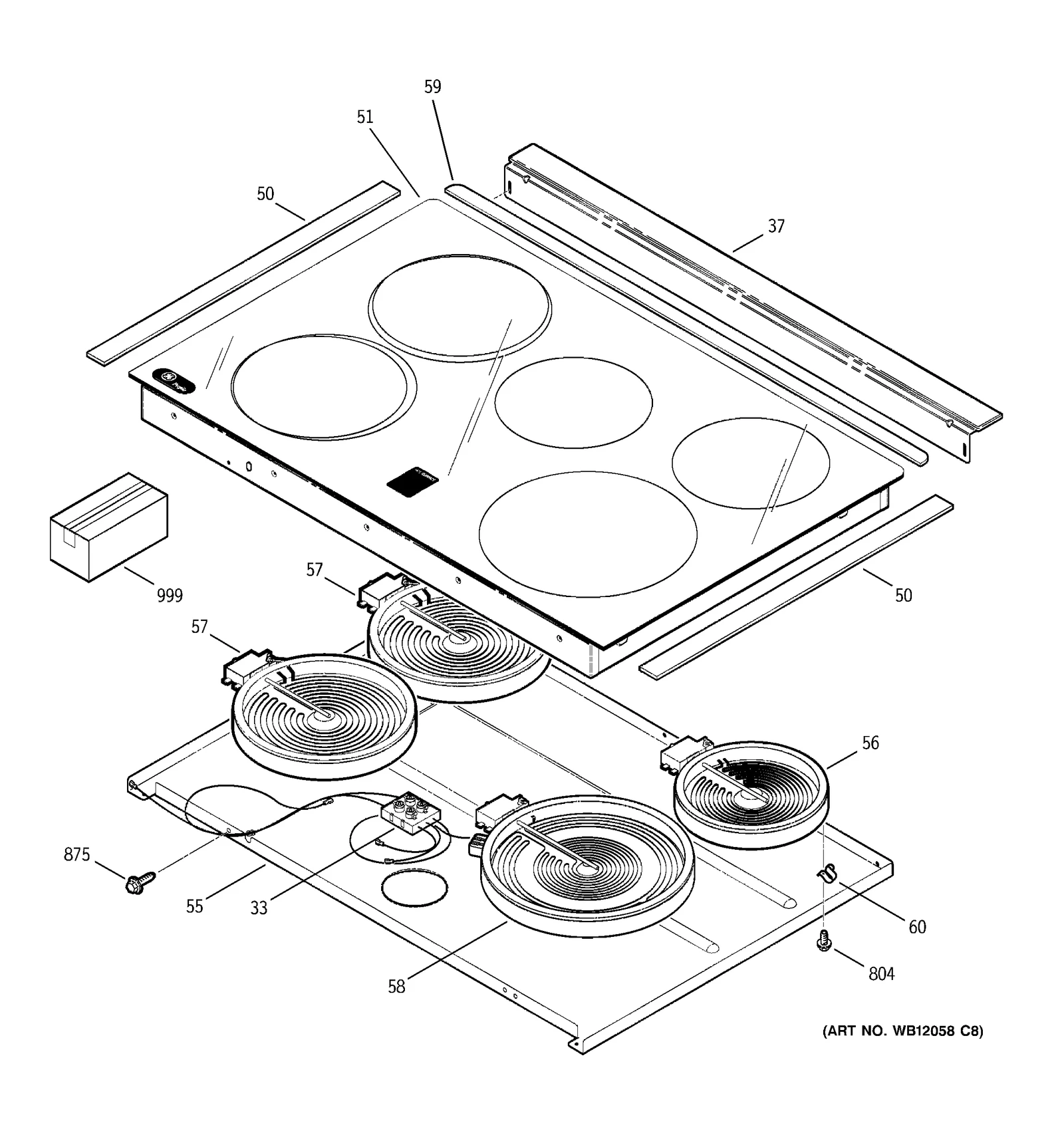 Glass Maintop Assembly (White Graphics)