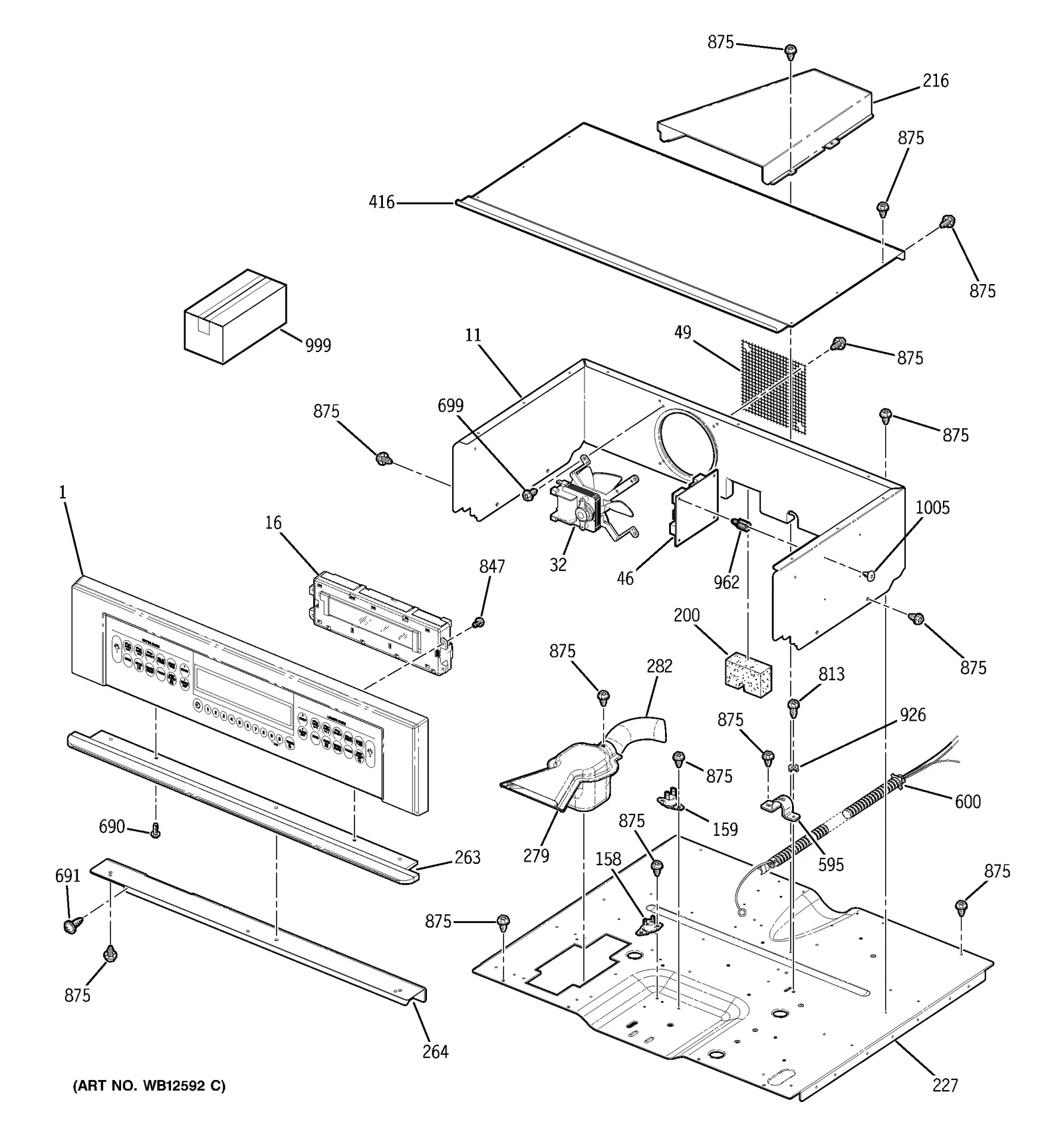 Black Control Panel Assembly