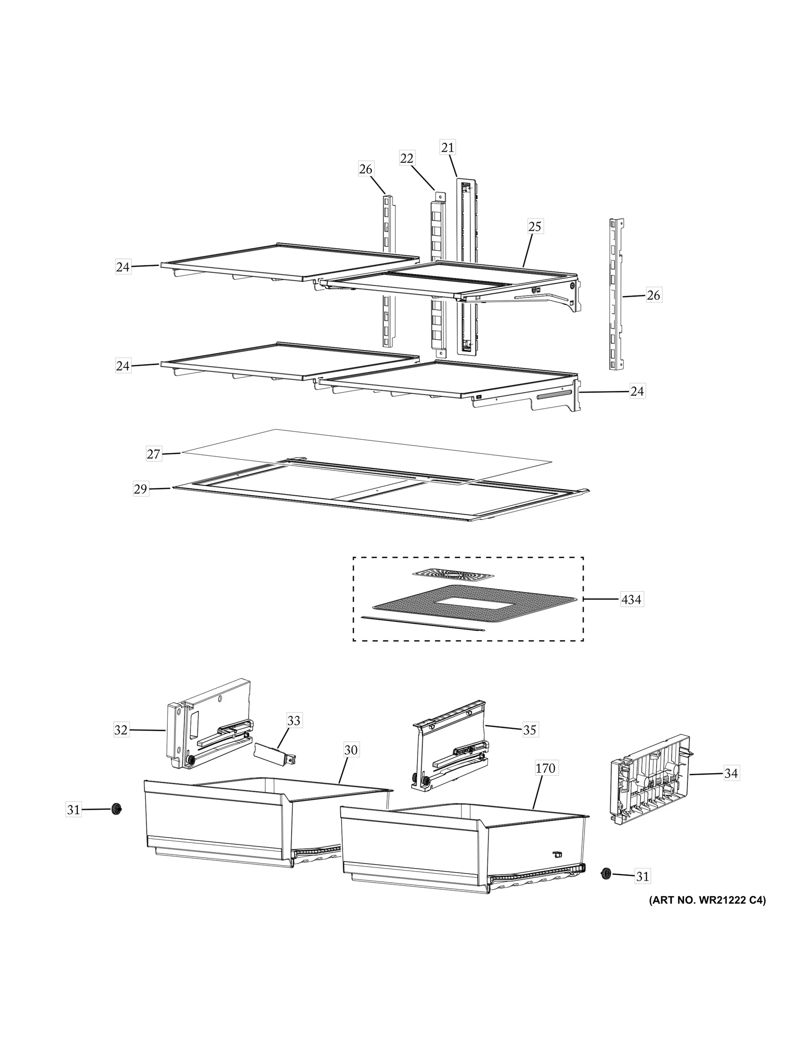 Vegetable Drawer Frame - Gray