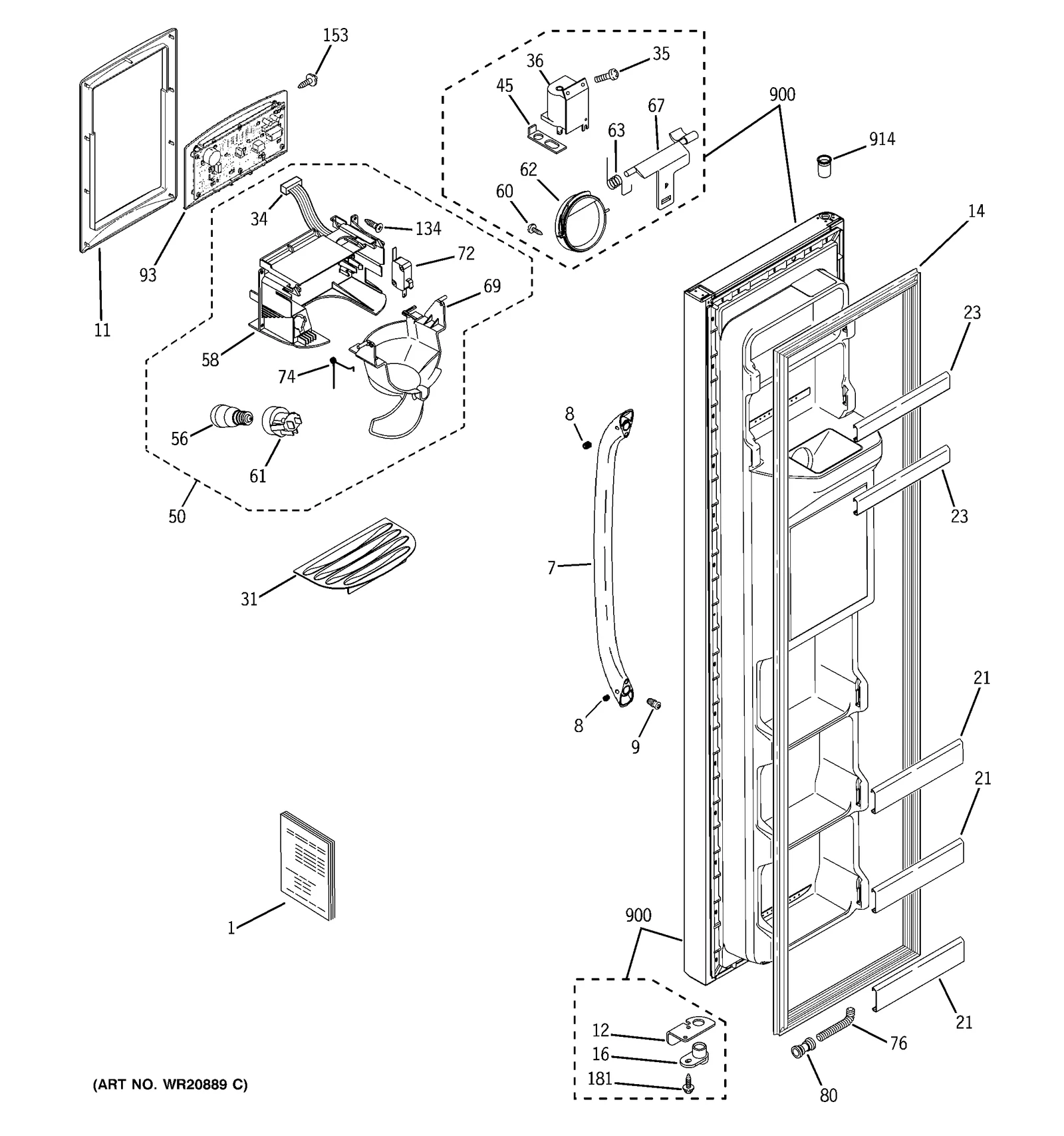White Door Foam Assembly