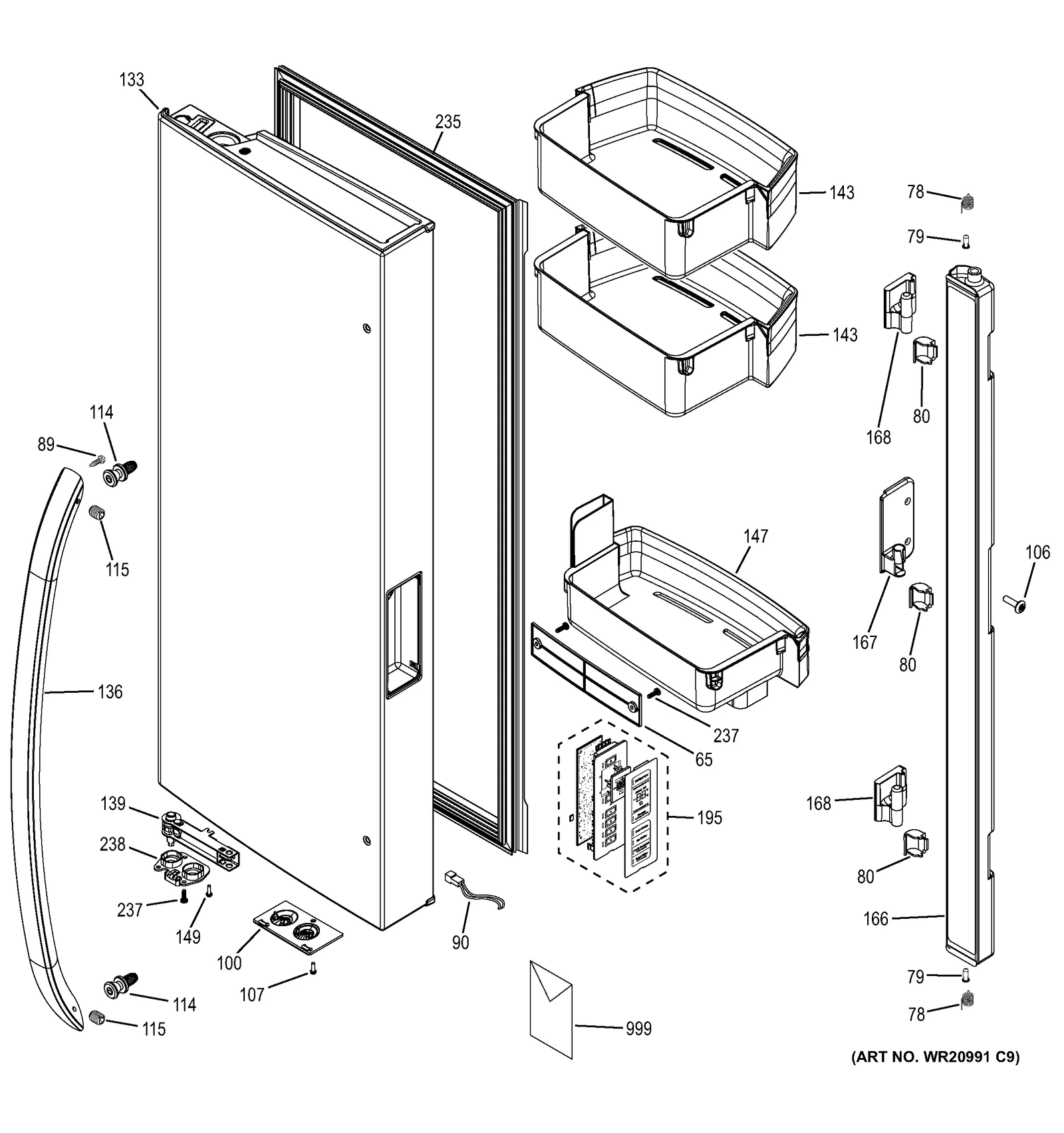 Left Hand Door Closure Assembly