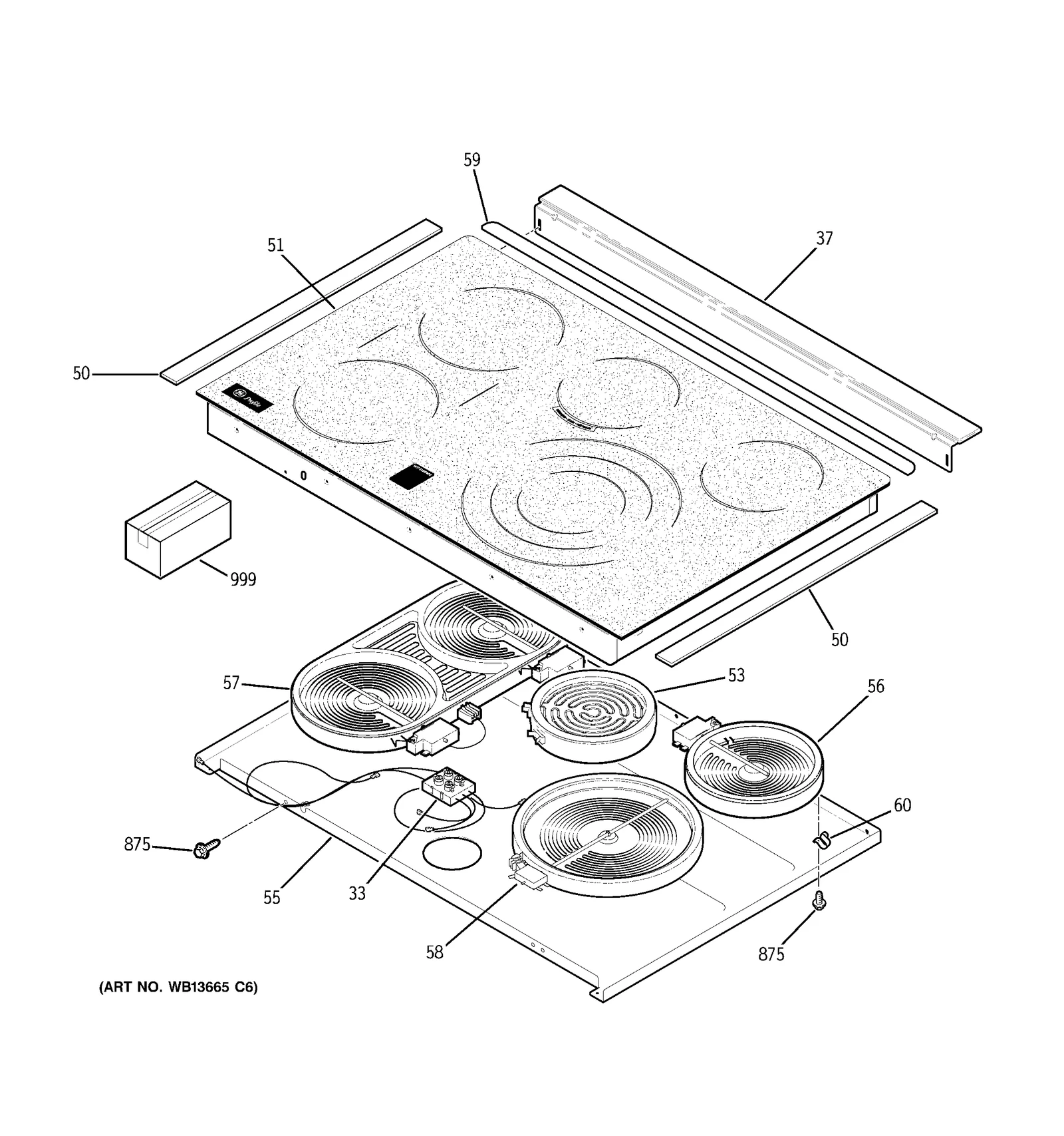 Glass Maintop Assembly (White)