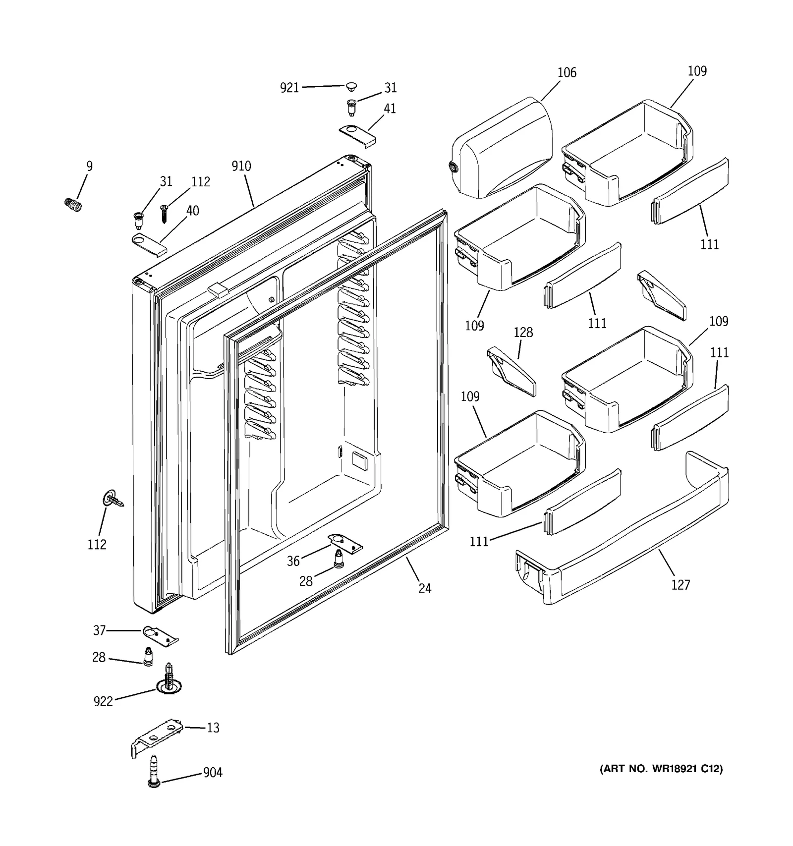 White Door Foam Assembly
