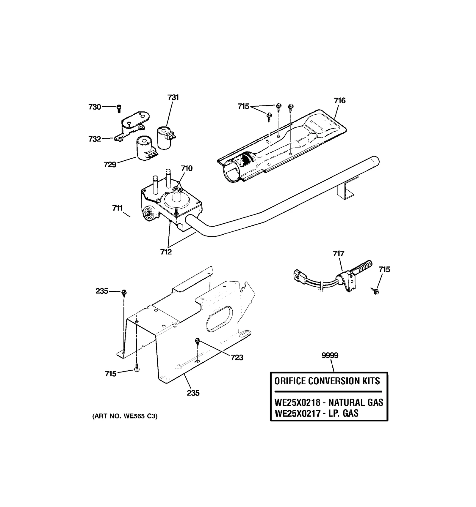 Gas Valve and Pipe Assembly