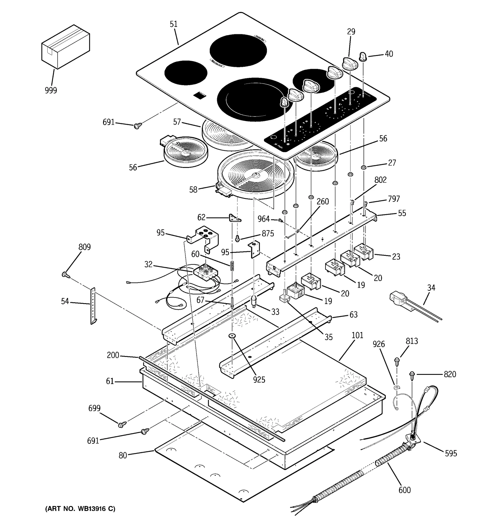 Black Glass Maintop Assembly