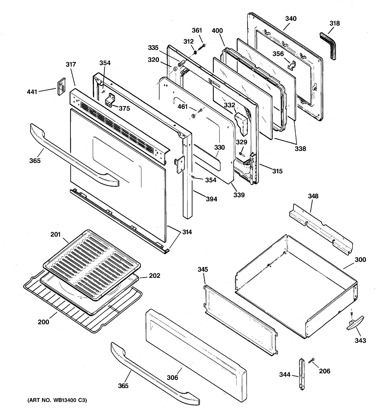 Stainless Steel Door Glass and Trim Assembly