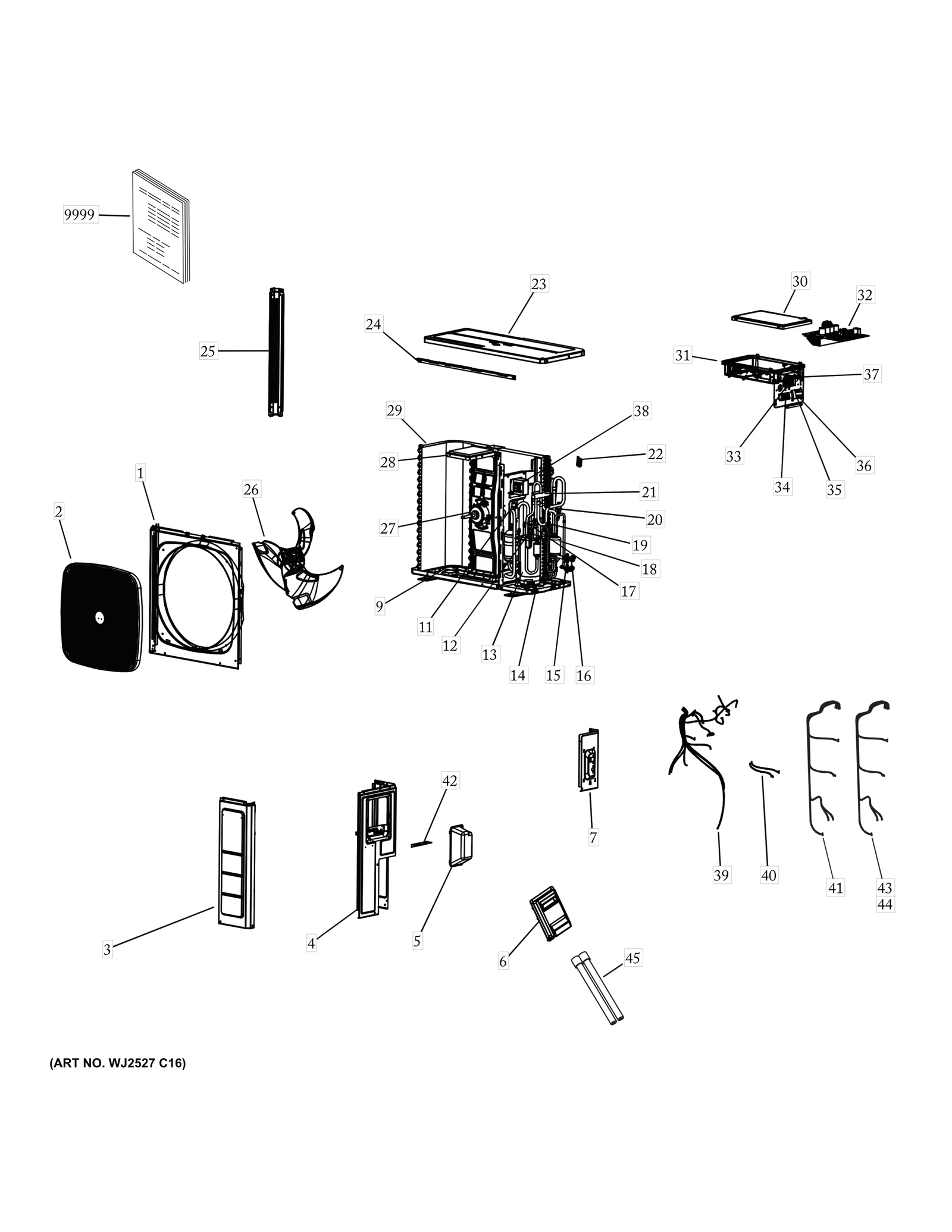 GE 1U24T3PS1HE Room Air Conditioner Built In Parts Diagram