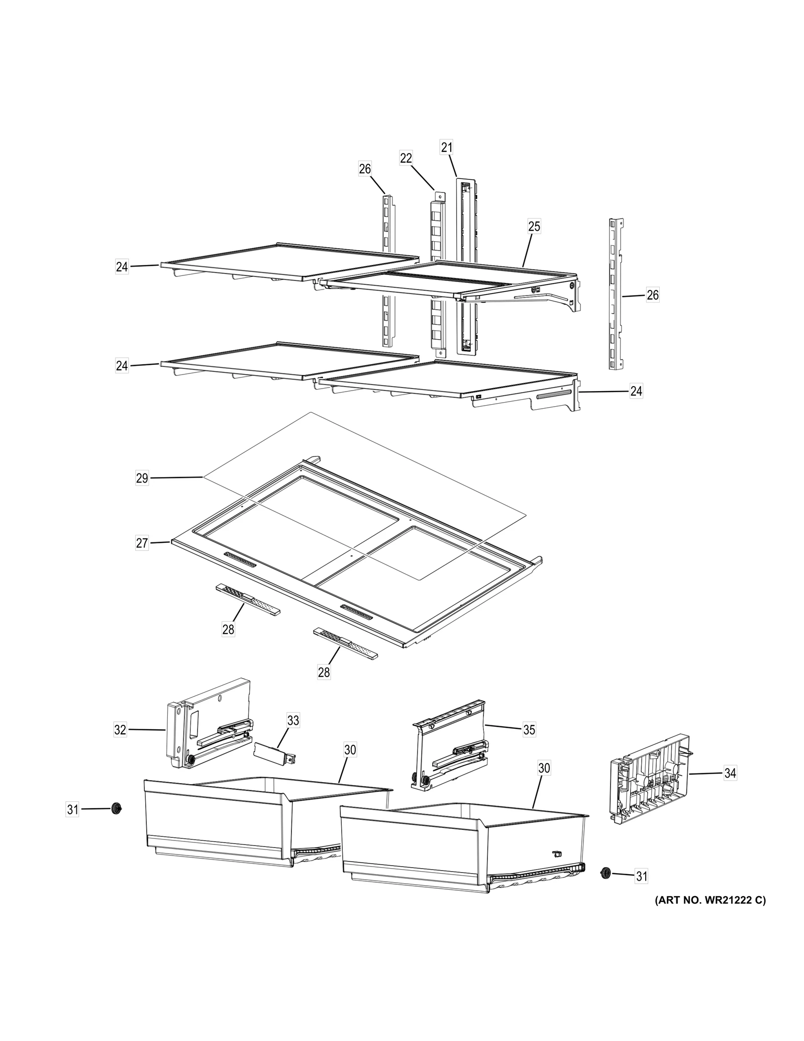 Vegetable Drawer Frame - White