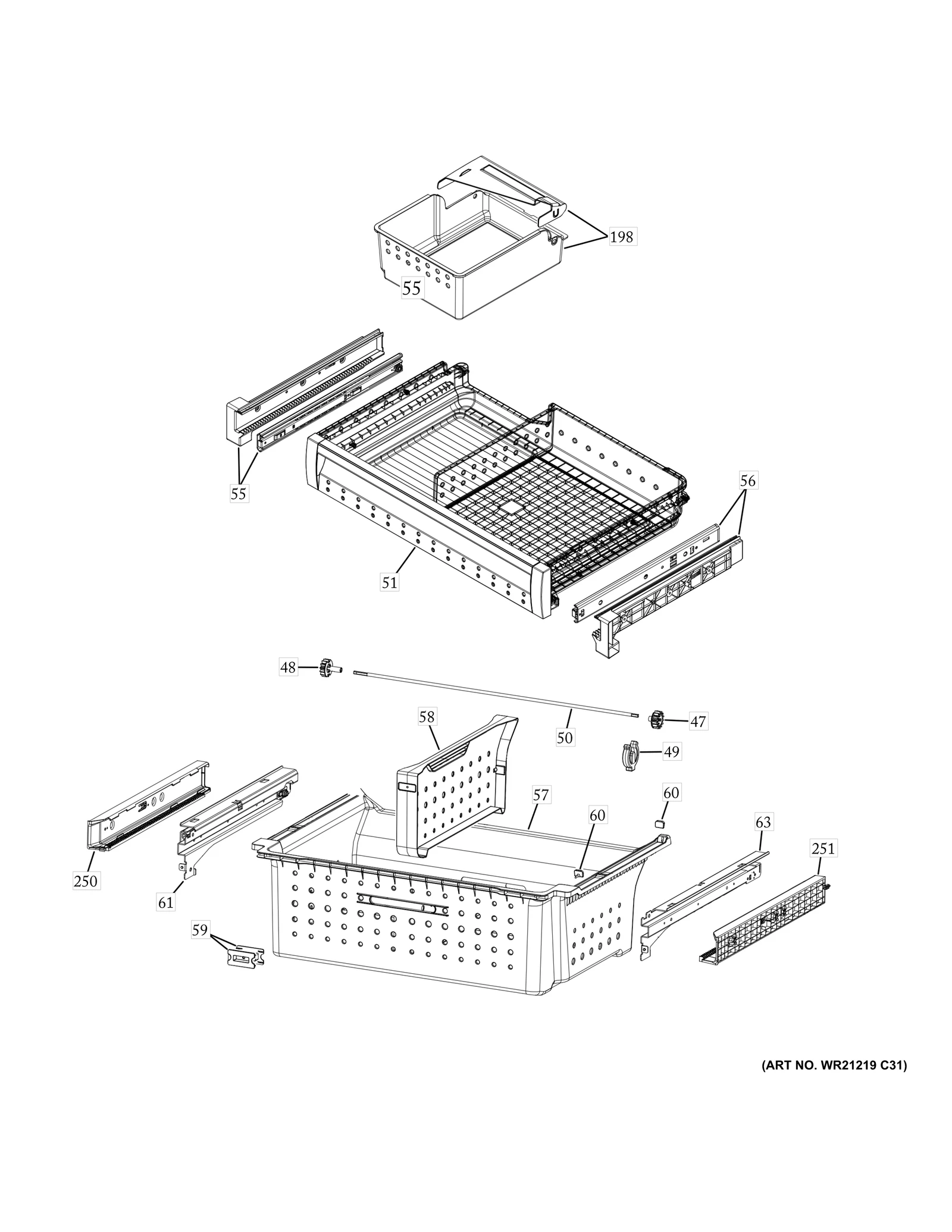 White Freezer Upper Basket Gli