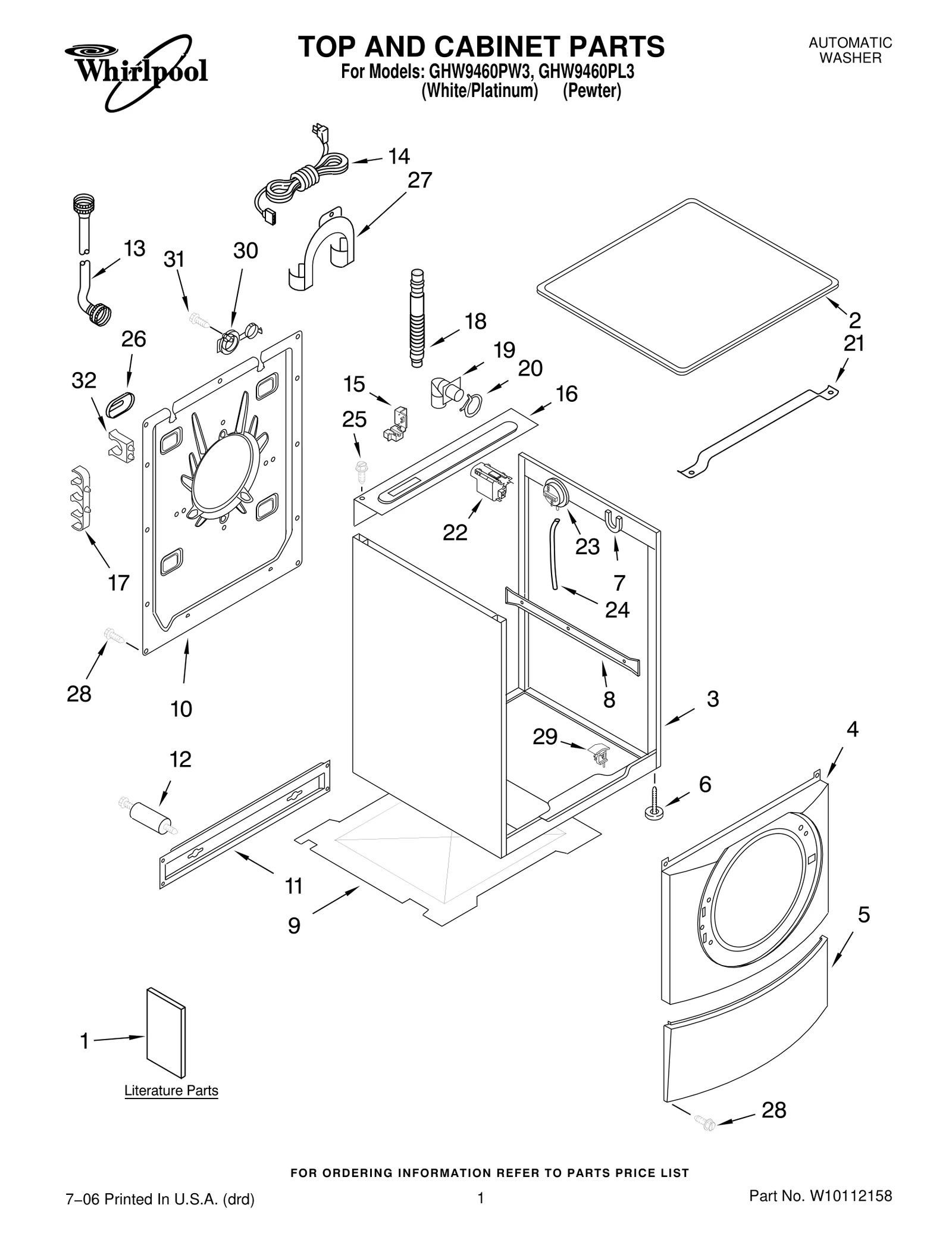 TOP AND CABINET PARTS