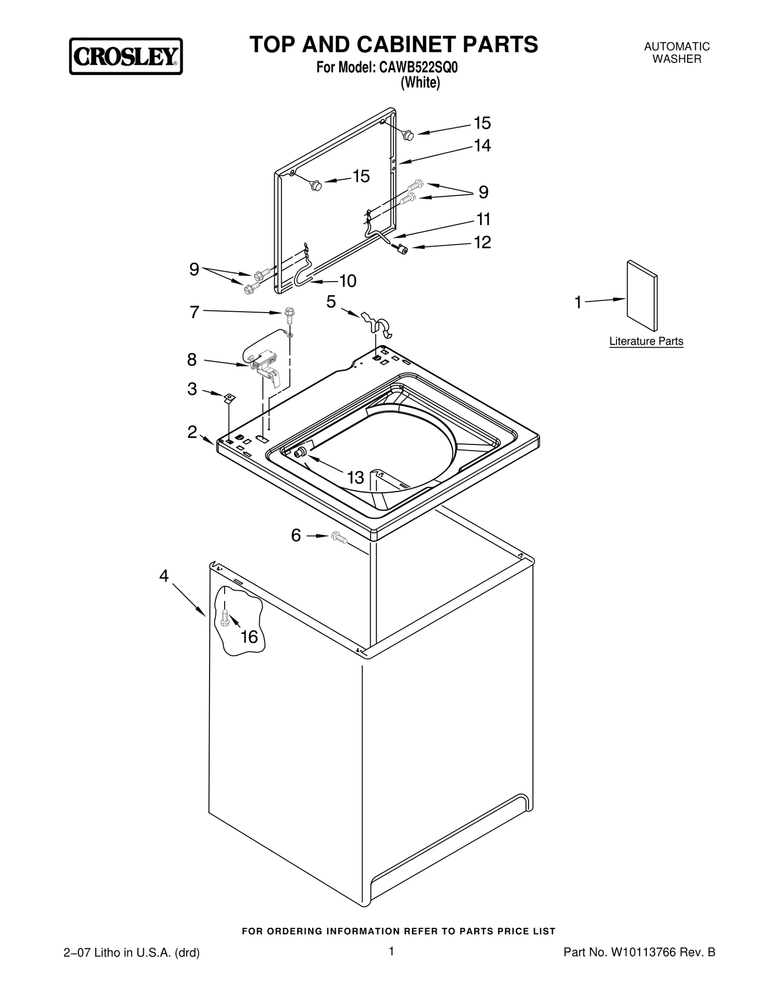 TOP AND CABINET PARTS