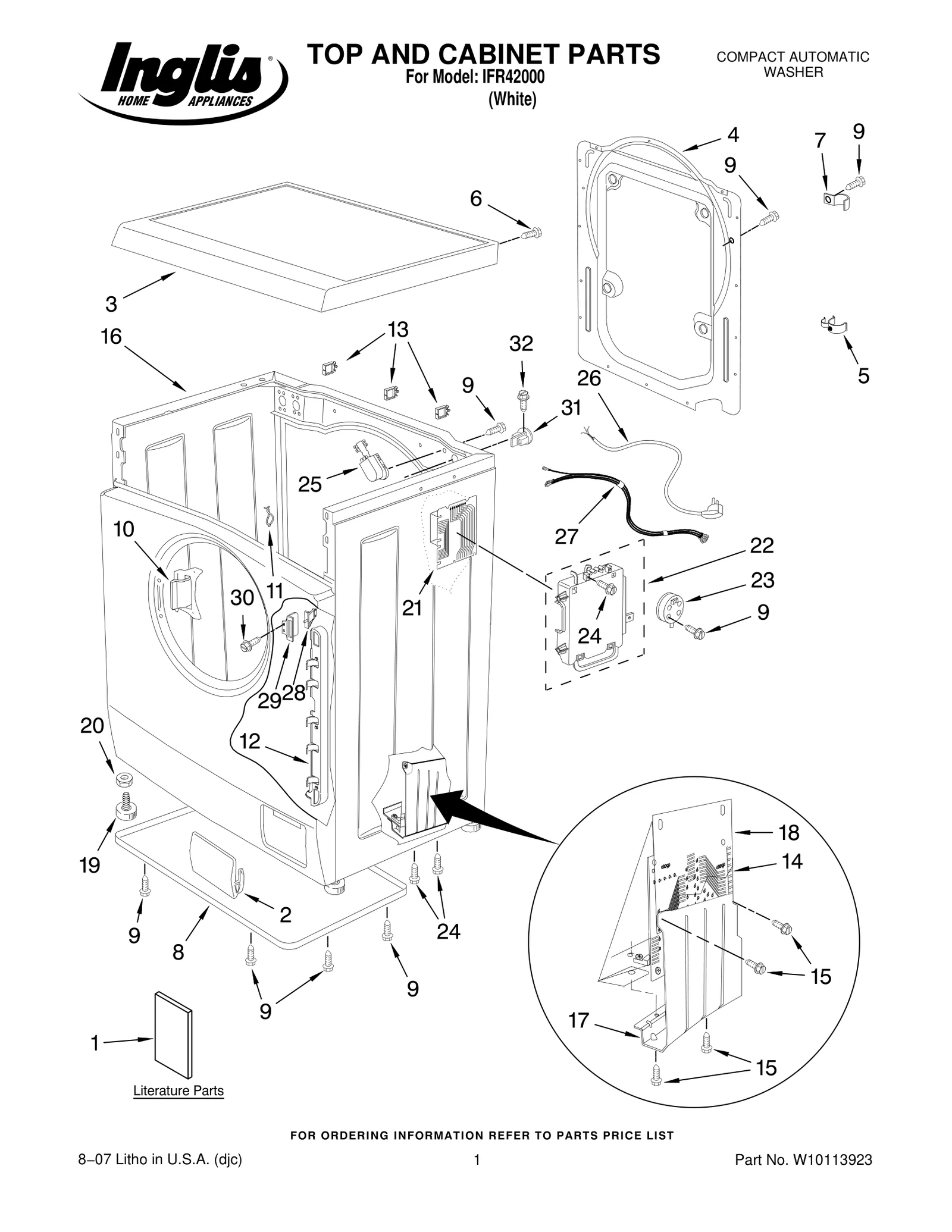 TOP AND CABINET PARTS