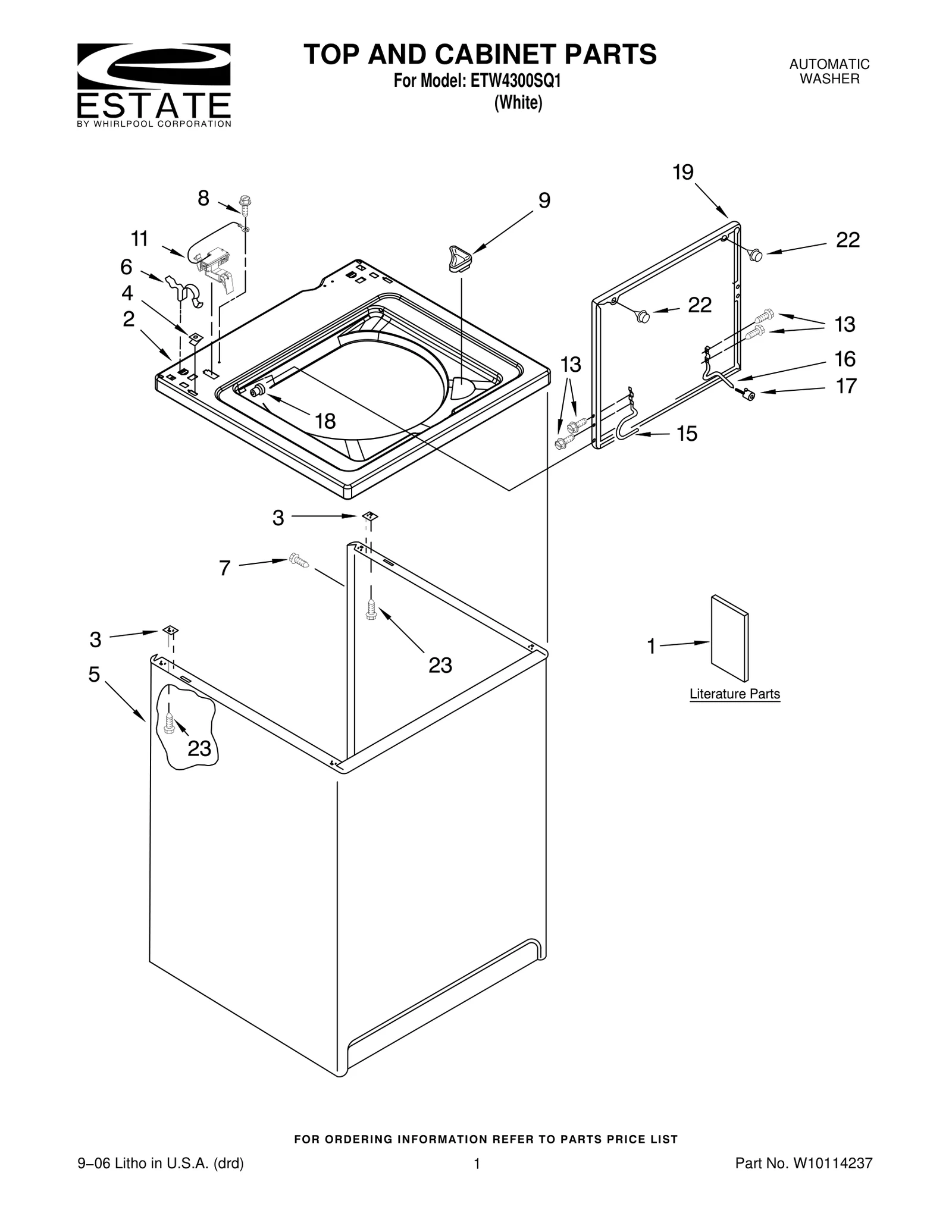 TOP AND CABINET PARTS
