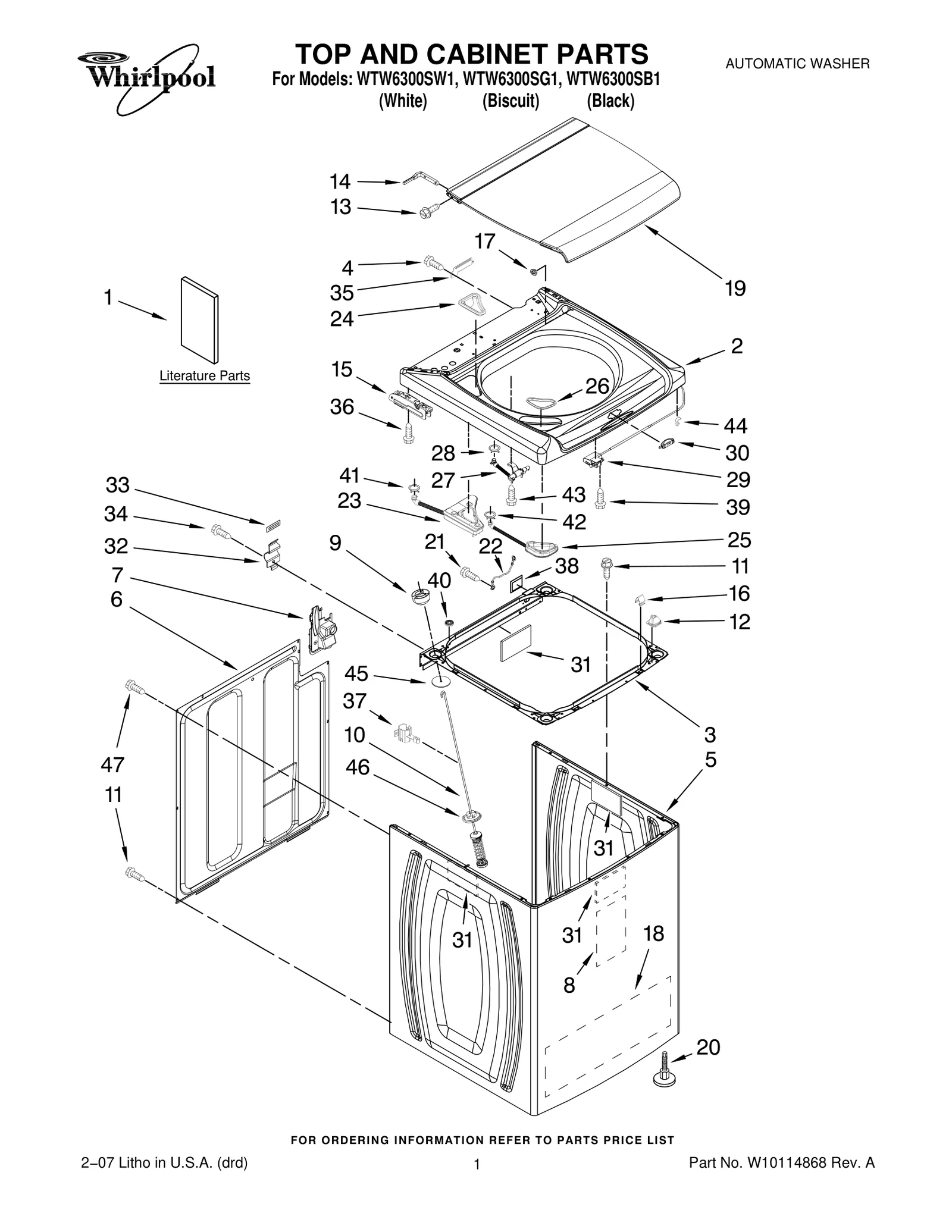 TOP AND CABINET PARTS