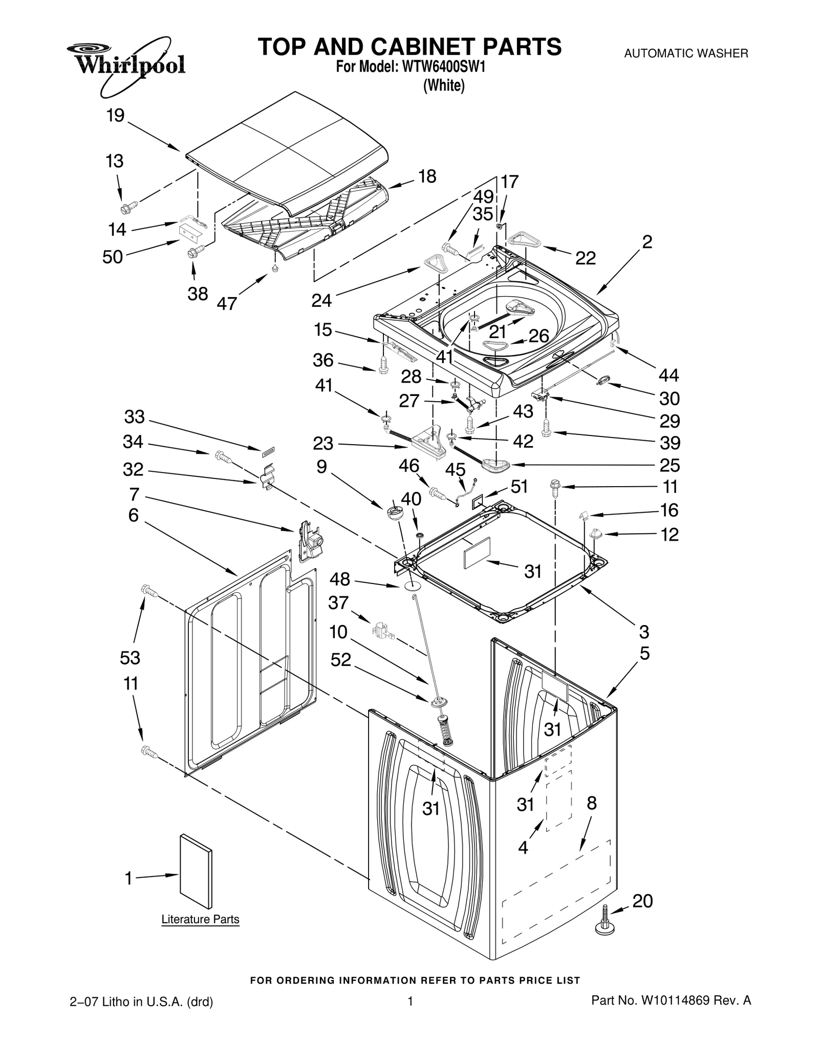 TOP AND CABINET PARTS