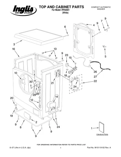 TOP AND CABINET PARTS