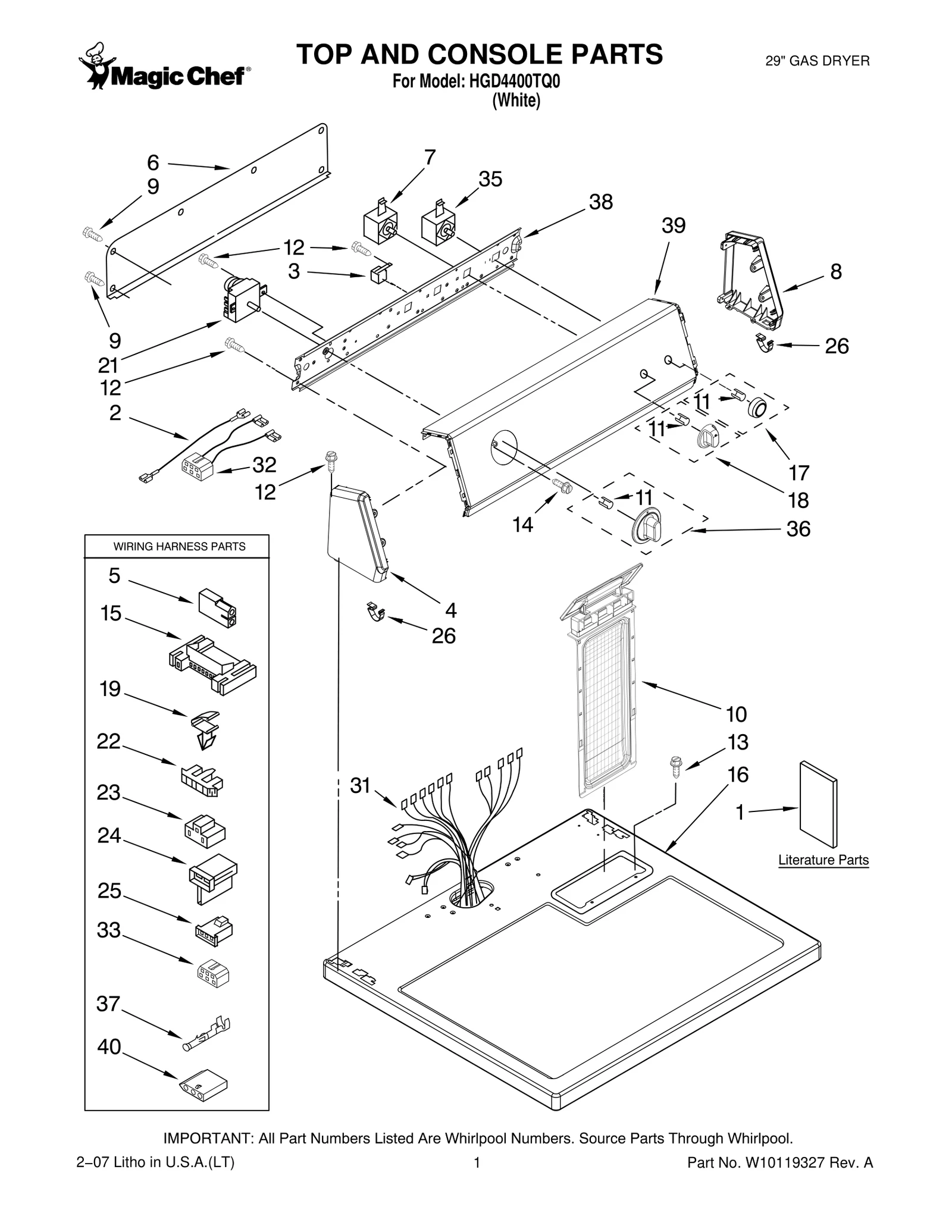 TOP AND CONSOLE PARTS