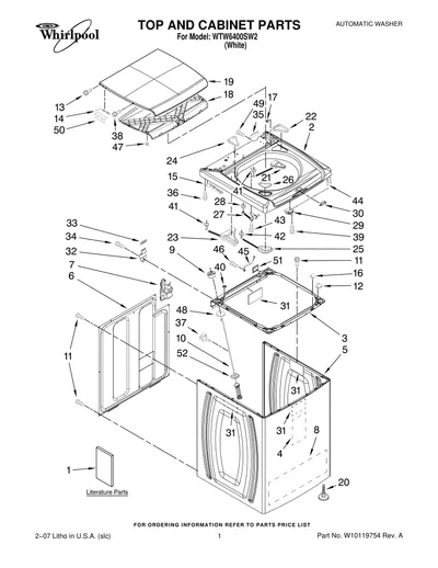 TOP AND CABINET PARTS