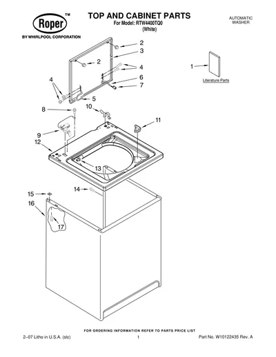 TOP AND CABINET PARTS