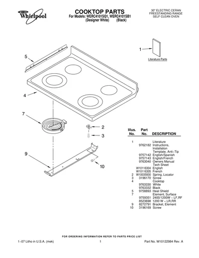 COOKTOP PARTS