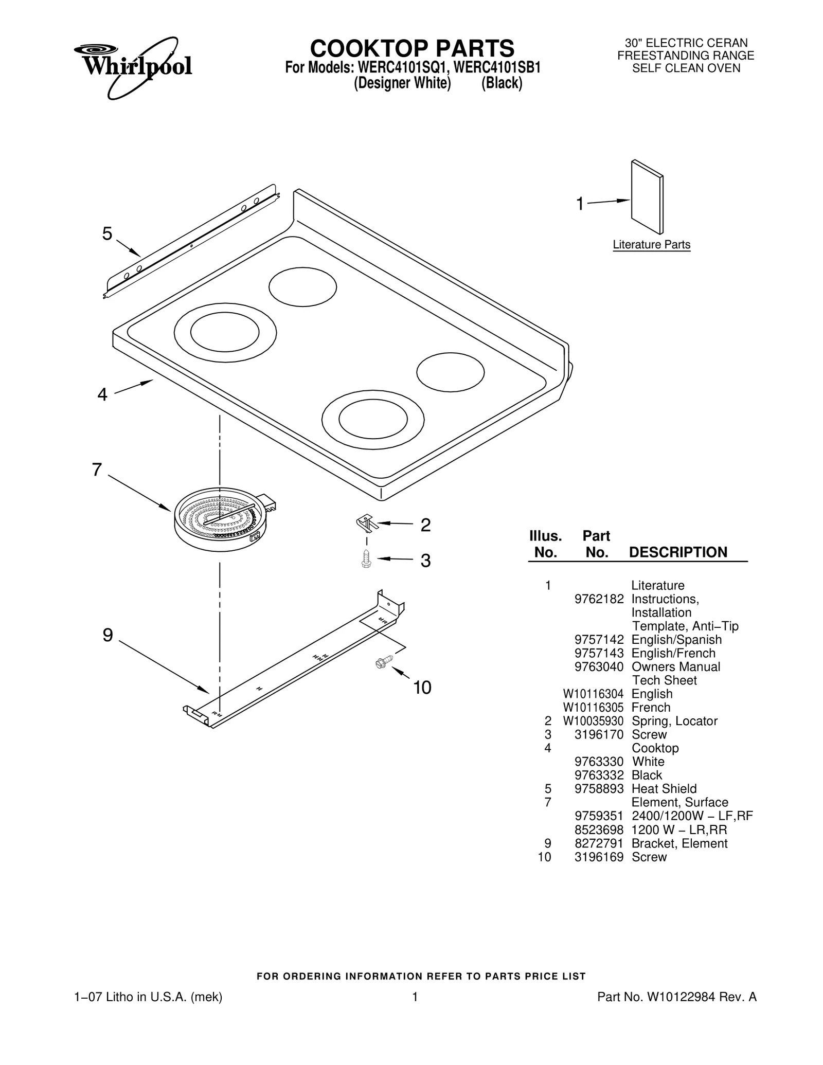 COOKTOP PARTS