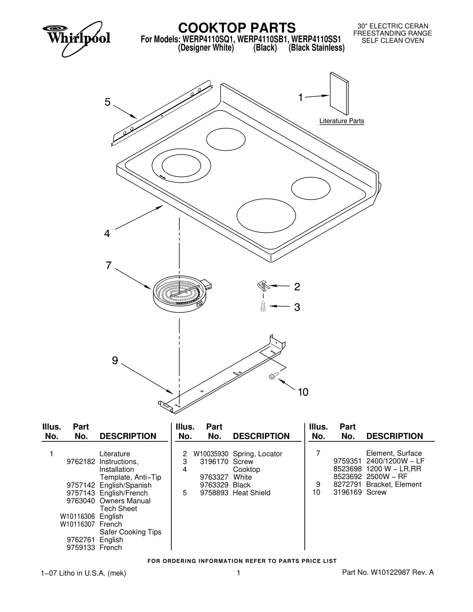 COOKTOP PARTS