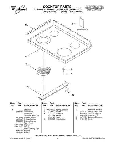 COOKTOP PARTS