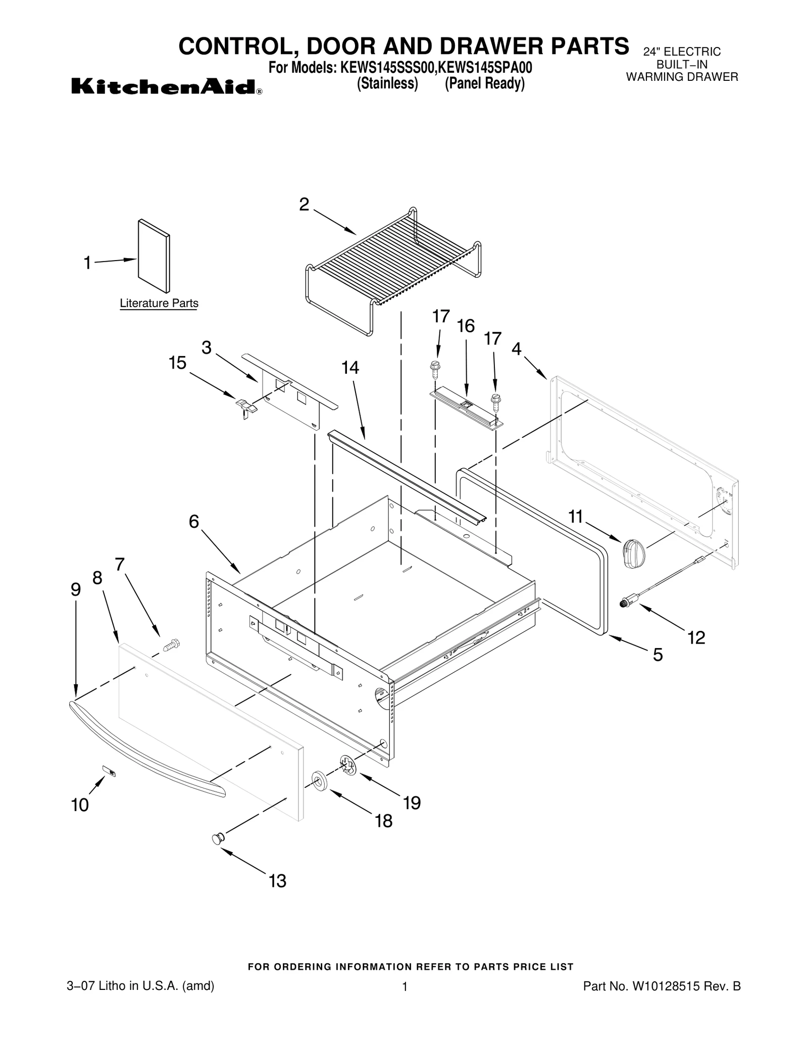 CONTROL, DOOR AND DRAWER PARTS