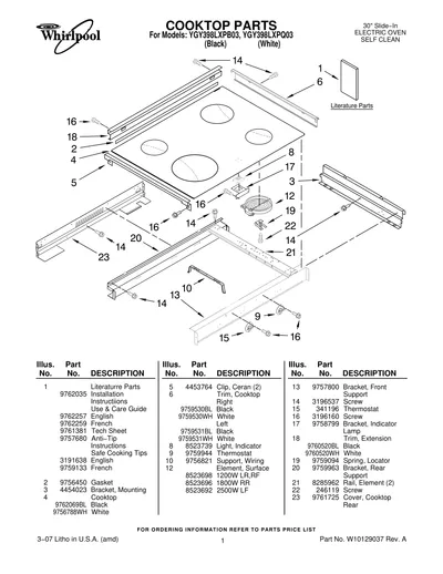 COOKTOP PARTS