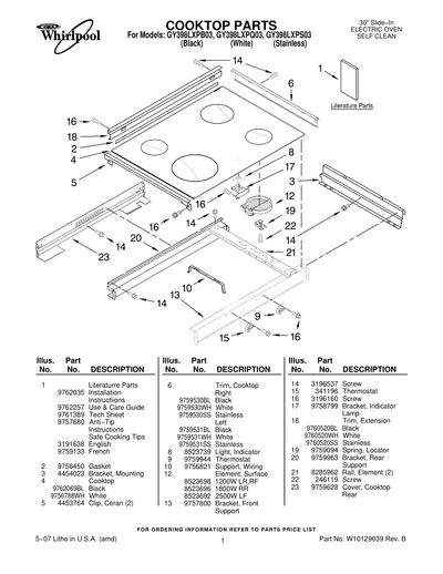 COOKTOP PARTS