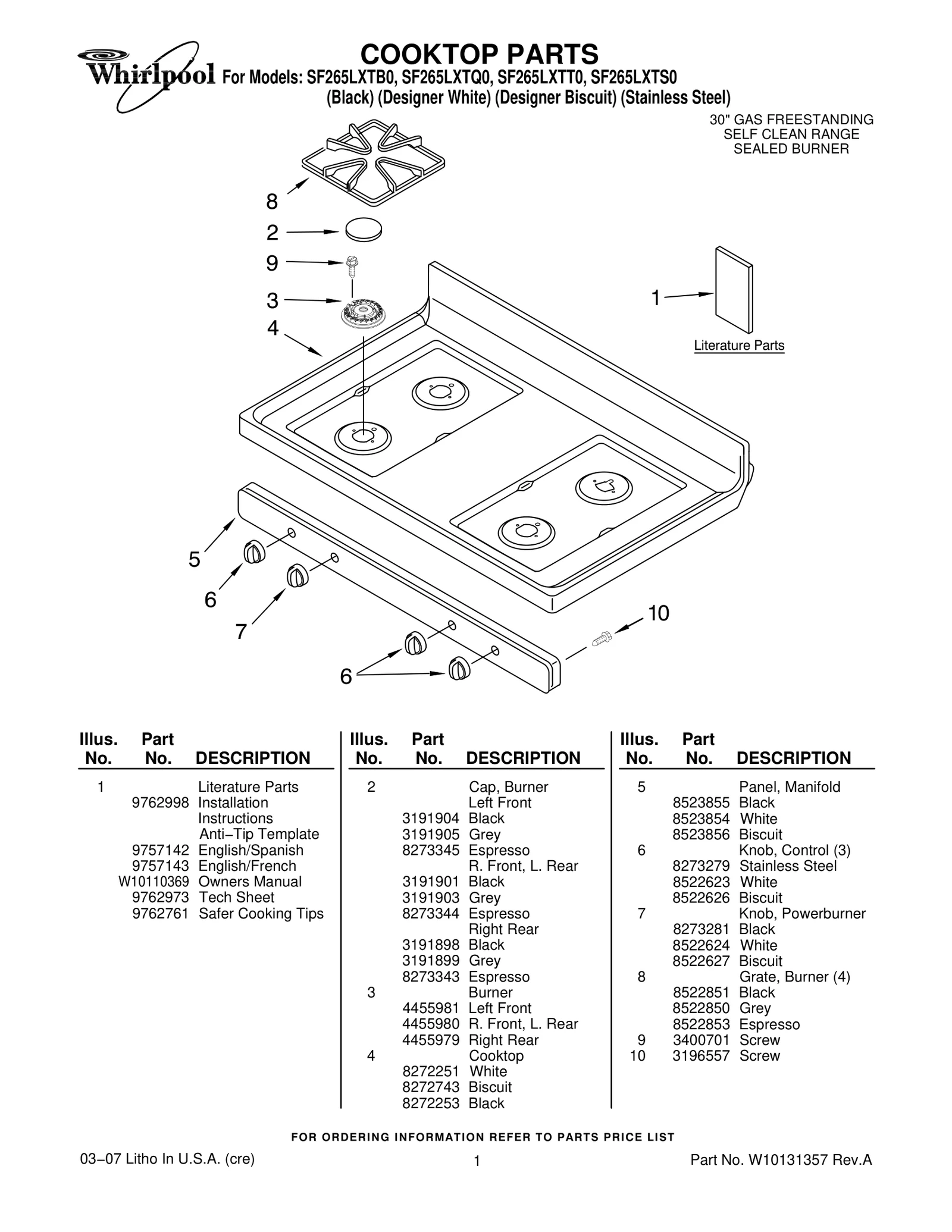 COOKTOP PARTS