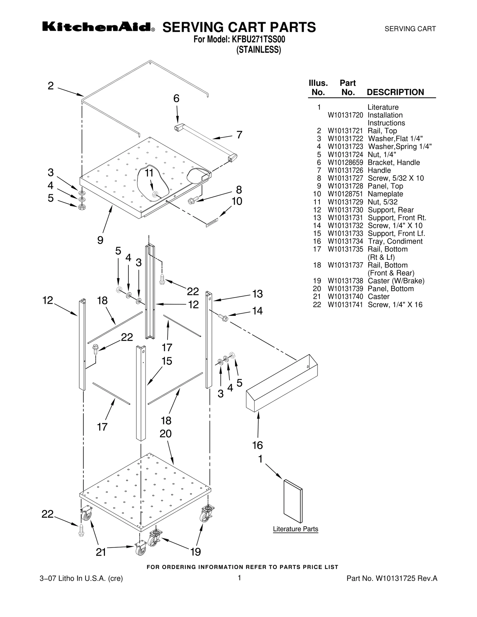 SERVING CART PARTS