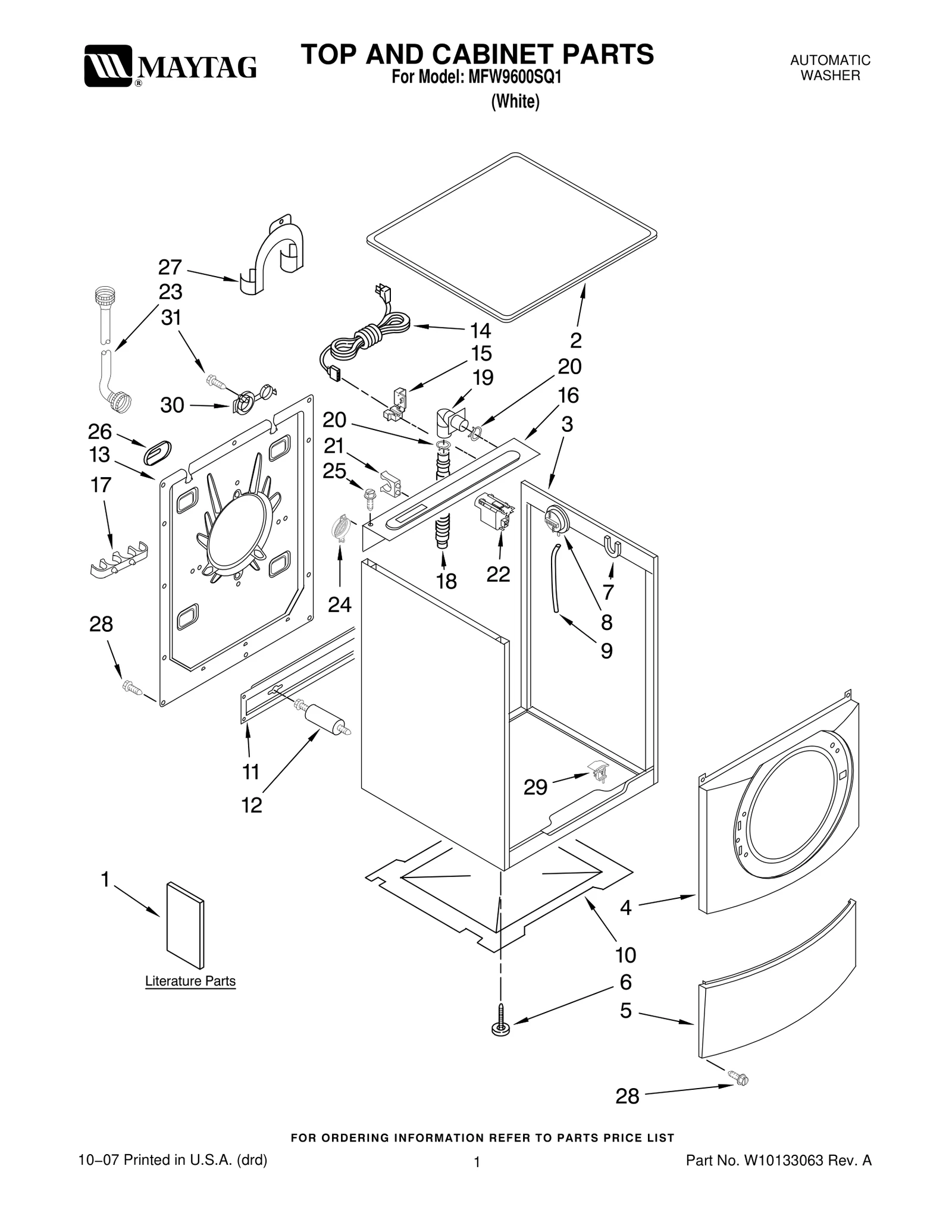 TOP AND CABINET PARTS