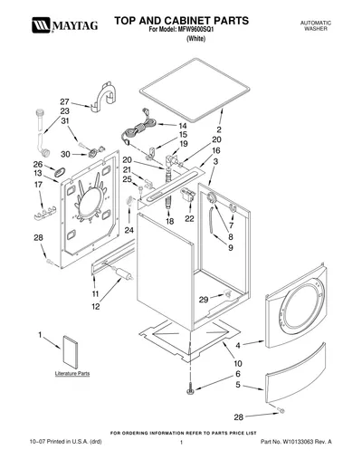 TOP AND CABINET PARTS